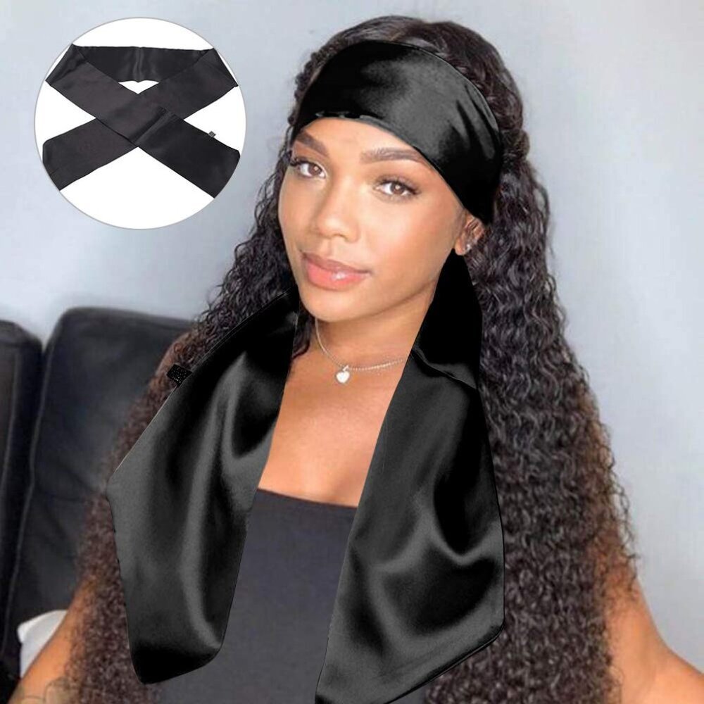 Satin Edge Scarves for Wigs Silk Headbands Soft Edge Scarf to Lay Edges for Blac - Picture 2 of 9
